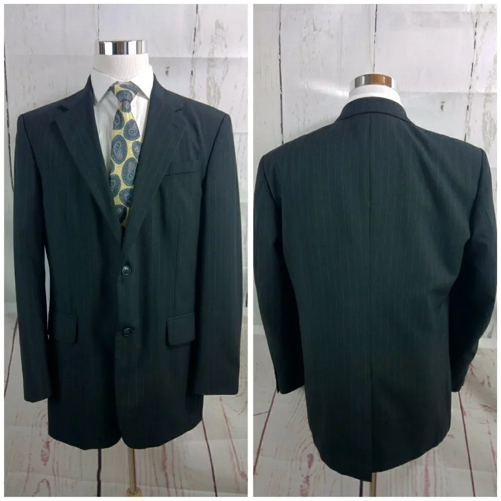 David Taylor Charcoal Striped Suit Blazer 42L